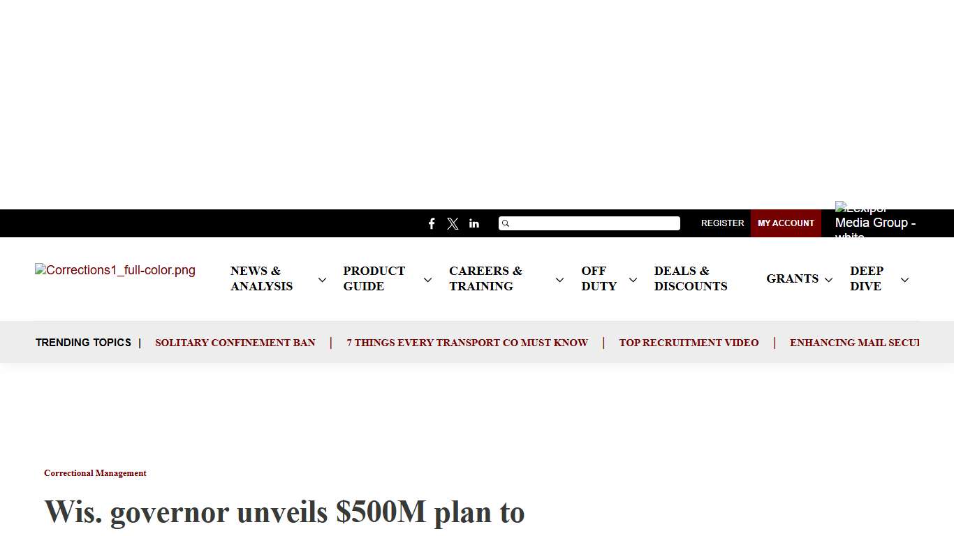 Wis. governor unveils $500M plan to overhaul state's prison system