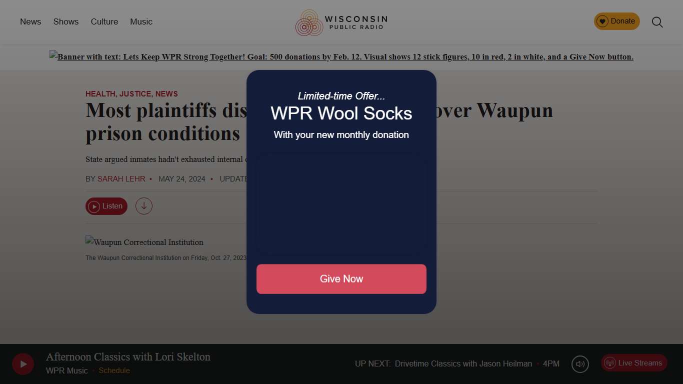 Most plaintiffs dismissed from lawsuit over Waupun prison conditions - WPR