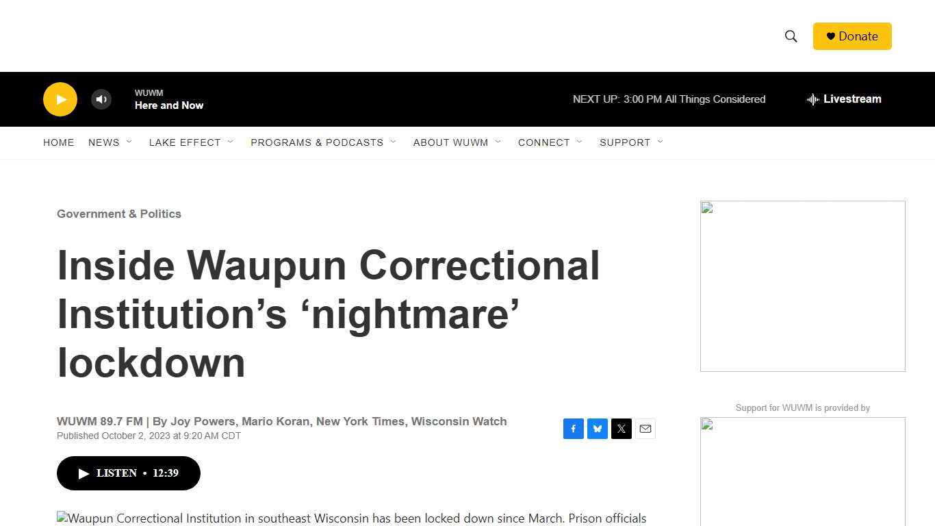 Inside Waupun Correctional Institution’s ‘nightmare’ lockdown WUWM 89.7 FM - Milwaukee's NPR